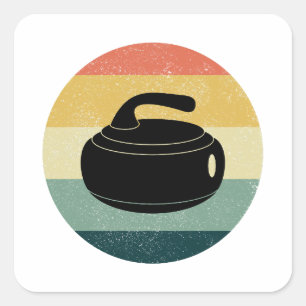 Curling Ice sport Stone Broom Square Sticker