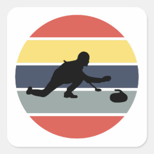 Curling Ice sport Stone Broom Square Sticker