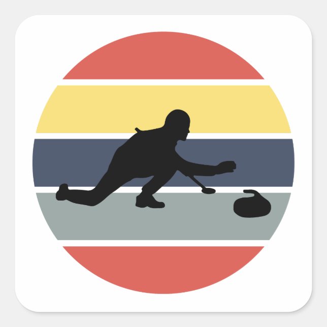 Curling Ice sport Stone Broom Square Sticker (Front)