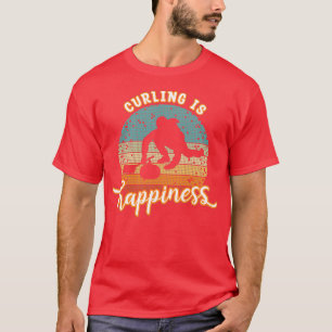Curling is Happiness Sweep Lover grunge pixel desi T-Shirt