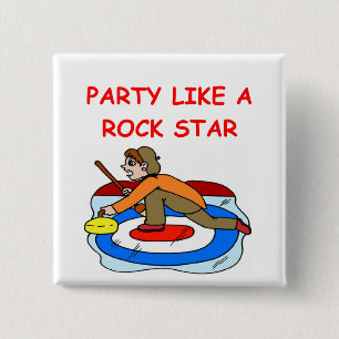 curling joke 15 cm square badge