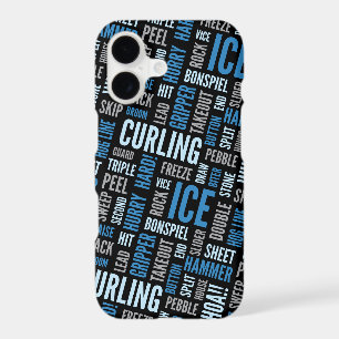 Curling Lingo Cell Phone Case - Blue and Black