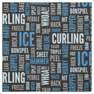 Curling Lingo Fabric - Blue and Black