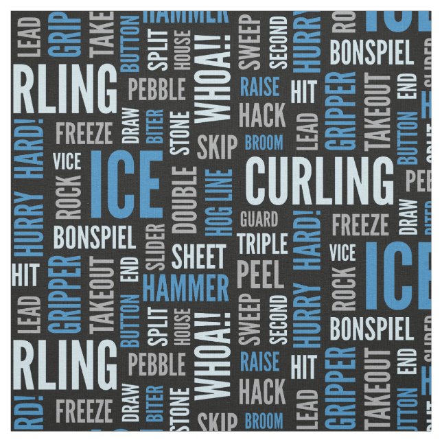 Curling Lingo Fabric - Blue and Black (Swatch)