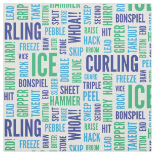 Curling Lingo Fabric - Green and Blue