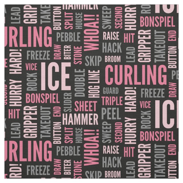 Curling Lingo Fabric - Pink and Black (Swatch)