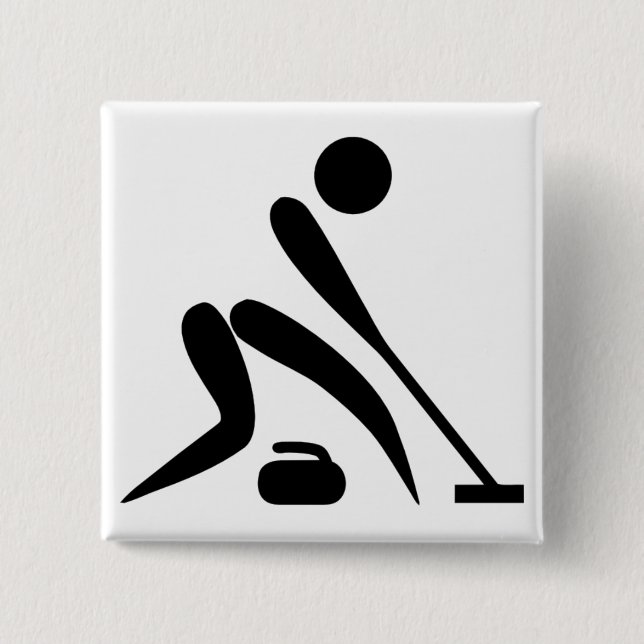 Curling Pictogram 15 Cm Square Badge (Front)