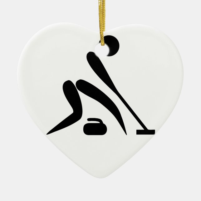 Curling Pictograph Ceramic Tree Decoration (Front)