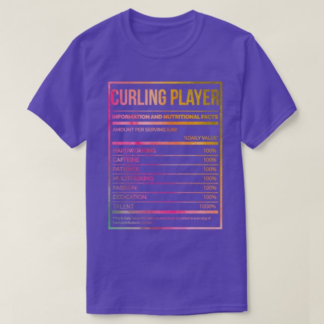 Curling Player Funny Curling Nutrition Label in Wa T-Shirt (Design Front)
