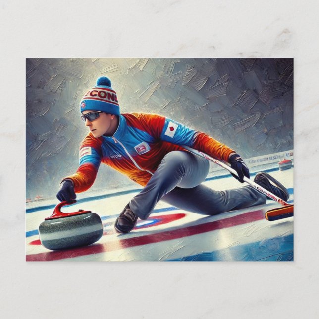 Curling Player Sports Athlete Postcard (Front)