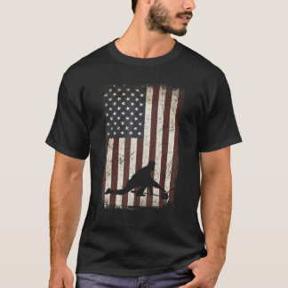 Curling Players Team American Flag Vintage Curler T-Shirt