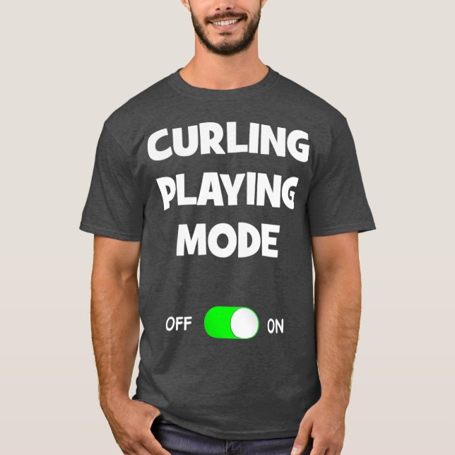 Curling Playing Mode On Comic Funny Best Gift T-Shirt (Front)