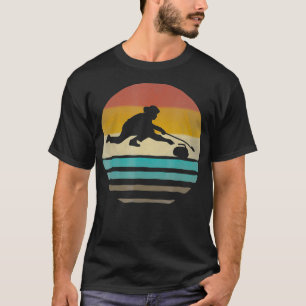 Curling Retro Vintage 70s Silhouette Distressed T-Shirt