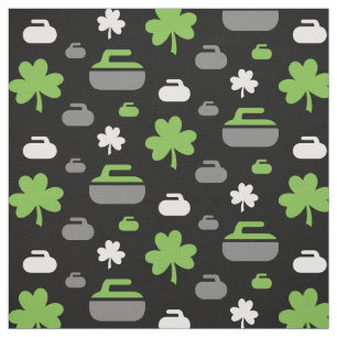 Curling Rocks and Shamrocks Fabric