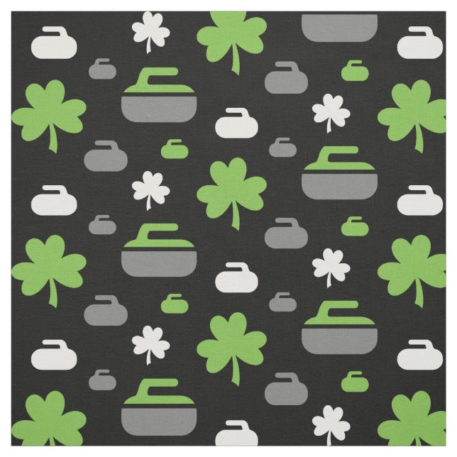 Curling Rocks and Shamrocks Fabric (Swatch)