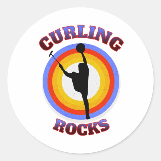 Curling Rocks Classic Round Sticker (Front)