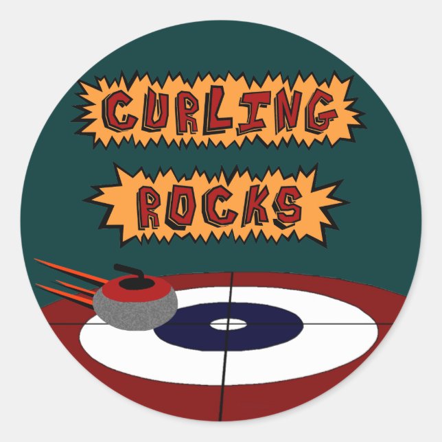 Curling Rocks Classic Round Sticker (Front)
