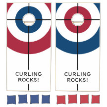 Curling Rocks Cornhole Set - Red/Blue