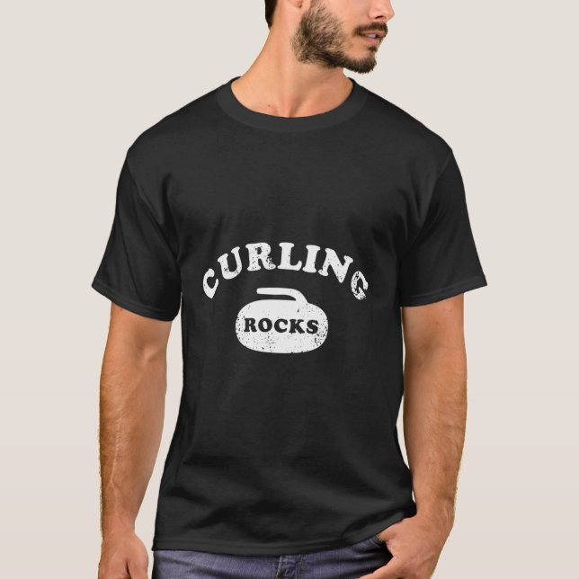 Curling Rocks Curling Stone Long Sleeve Tee Shirt (Front)