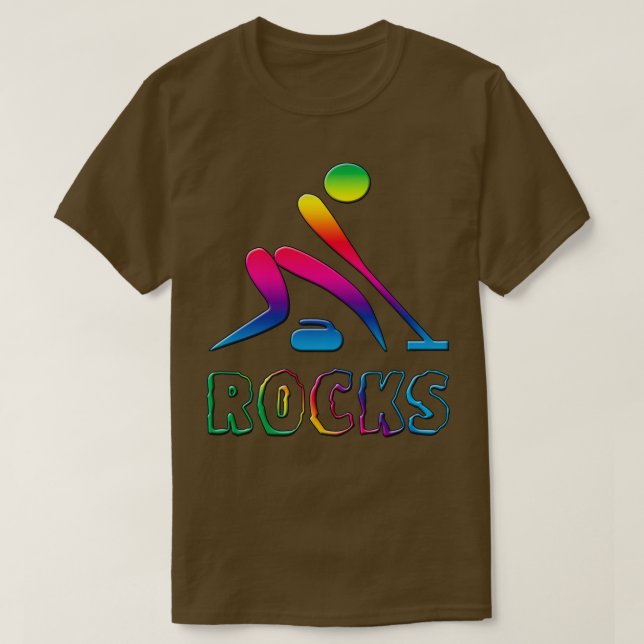 Curling Rocks Rainbow Curler Gift T-Shirt (Design Front)