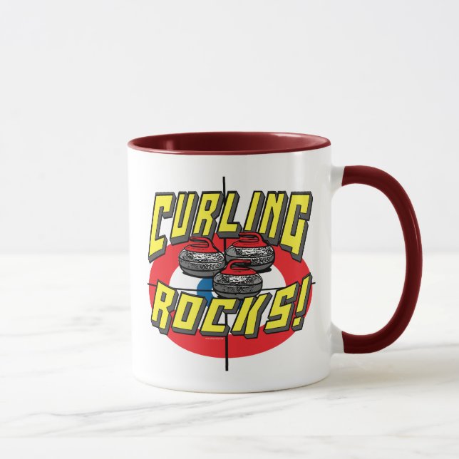 Curling Rocks Red Stones t-shirts and Gift Ideas Mug (Right)