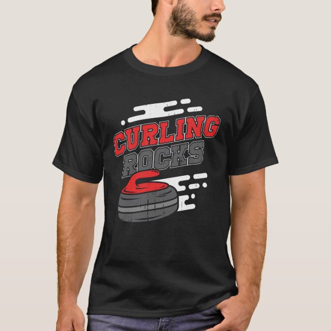 Curling Rocks Sport Curler Gift T-Shirt (Front)