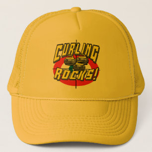Curling Rocks Yellow Stones t-shirts Gift Ideas Trucker Hat
