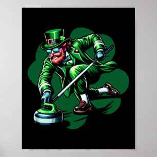 Curling St Patricks Day Irish Shamrock Curler Poster