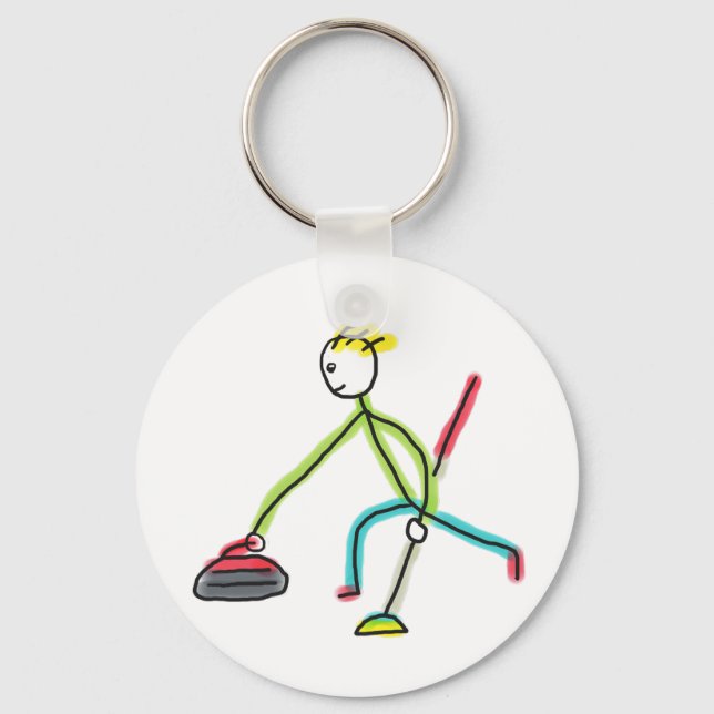 Curling Stickman Key Ring (Front)