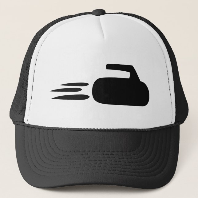 curling stone icon trucker hat (Front)