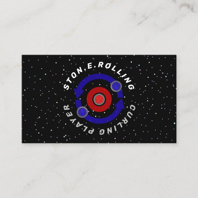 Curling Stone rolling like the Earth's orbit Business Card (Front)