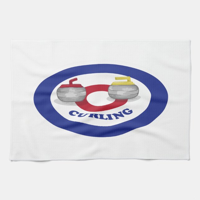Curling stone tea towel (Horizontal)