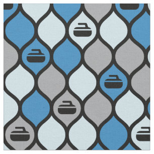 Curling Tile Fabric - Blue/Grey