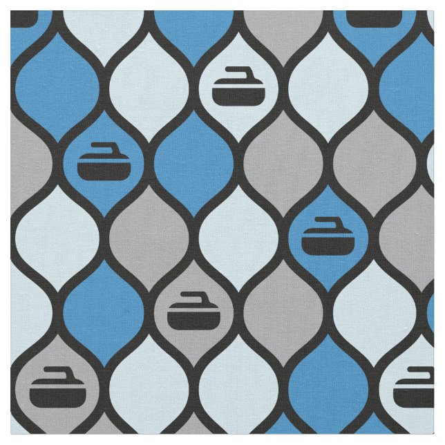 Curling Tile Fabric - Blue/Grey (Close Up)