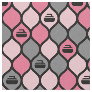 Curling Tile Fabric - Pink/Grey