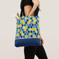 Curling Tile Tote Bag - Blue/Yellow
