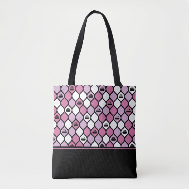 Curling Tile Tote Bag - Pink/Black (Front)