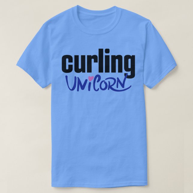 Curling Unicorn Winter Sports T-Shirt (Design Front)
