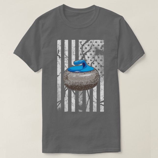 Curling US Flag 3 T-Shirt (Design Front)