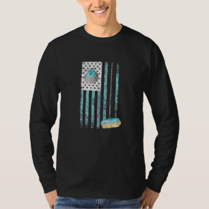Curling Usa American Flag Patriotic Winter Sports T-Shirt