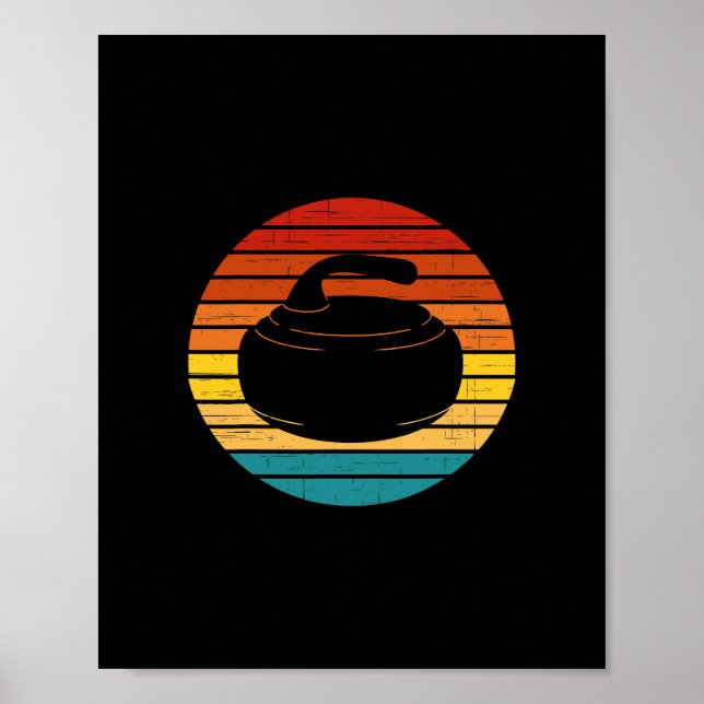 Curling Vintage Retro Curling Stone Poster (Front)
