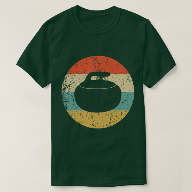 Curling Vintage Retro Curling Stone  T-Shirt (Design Front)