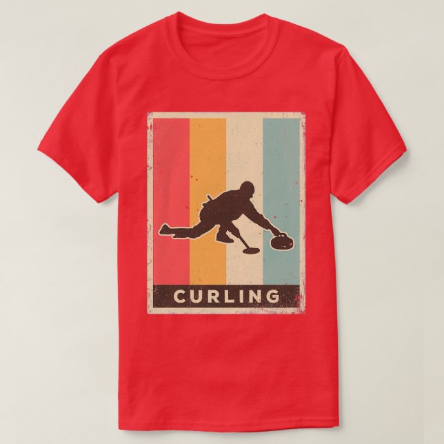 Curling Vintage Retro Sports 1 T-Shirt (Design Front)