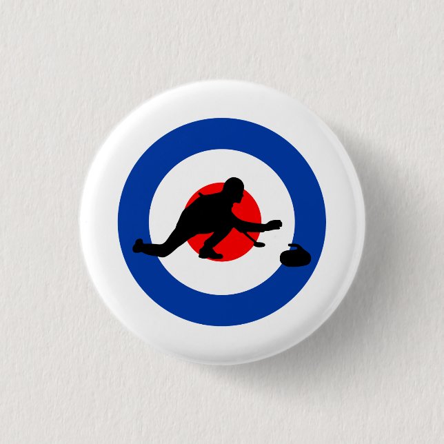 Curling Winter Ice Sport Curler Bullseye 3 Cm Round Badge (Front)