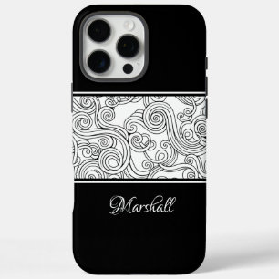 Curls Design Black and White iPhone 16 Pro Max Case