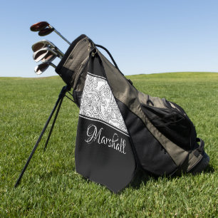 Curls Design Black and White Golf Towel