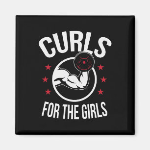 Curls For The Girls Funny Bodybuilding Weightlifti Magnet
