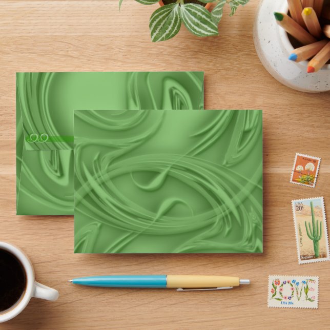 Curls Over Green Envelopes (Desk)