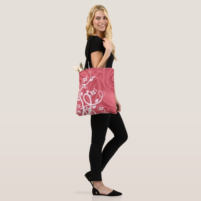 Curls Over Red Artwork Tote Bag (On Model)
