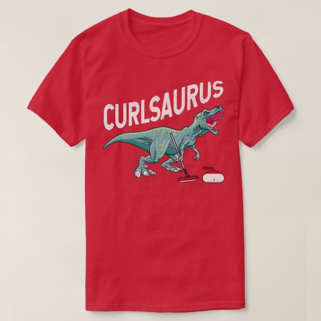 Curlsaurus Curling Saurus Dinosaur Curling Iron T-Shirt (Design Front)